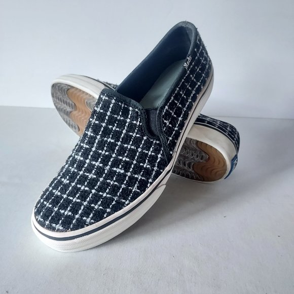 Keds Double Decker Tweed Slip-On Fashion Sneaker Metallic Black Women US8.5 - Picture 4 of 13